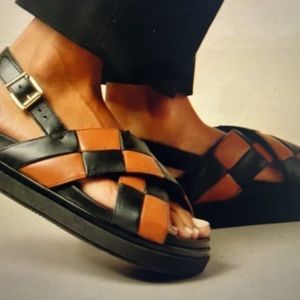 Alohas Checkered Leather Sandals NEW
